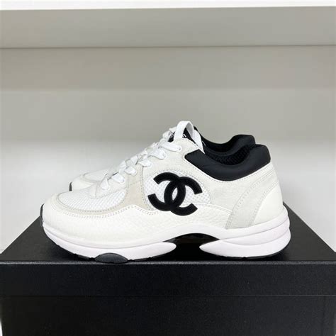 chanel sneakers dames hoog|Chanel black and white sneakers.